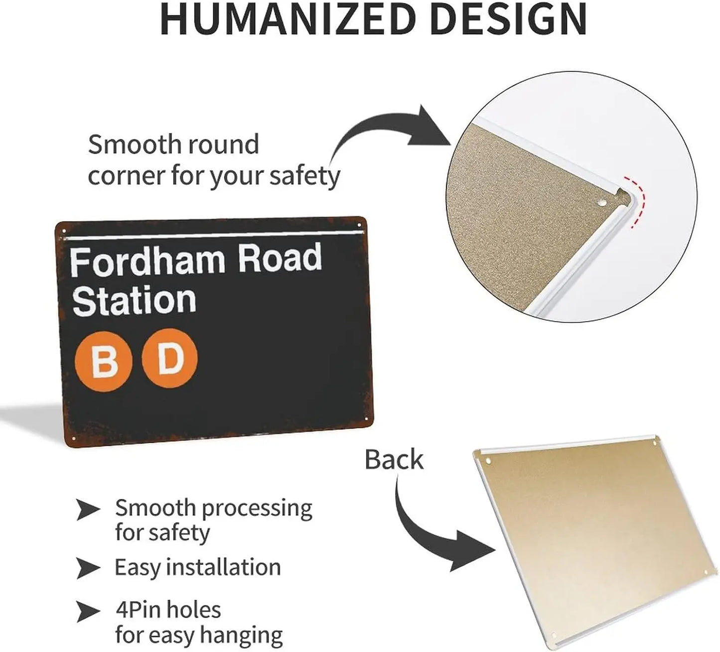 NYC Fordham Rd Metal Subway Station Sign