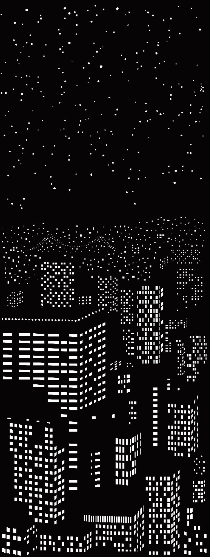 NYC Night View and Starry Sky Hollow Cloth Curtain