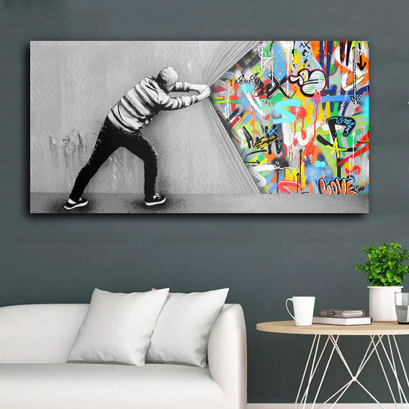 Creative Street Graffiti Canvas Painting