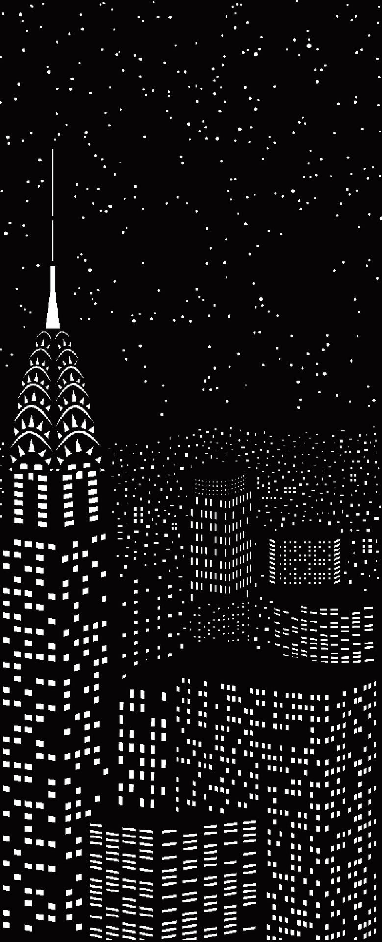 NYC Night View and Starry Sky Hollow Cloth Curtain