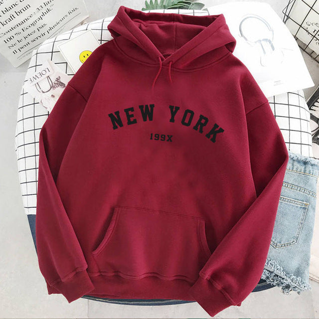 Womens New York Velvet Hoodie