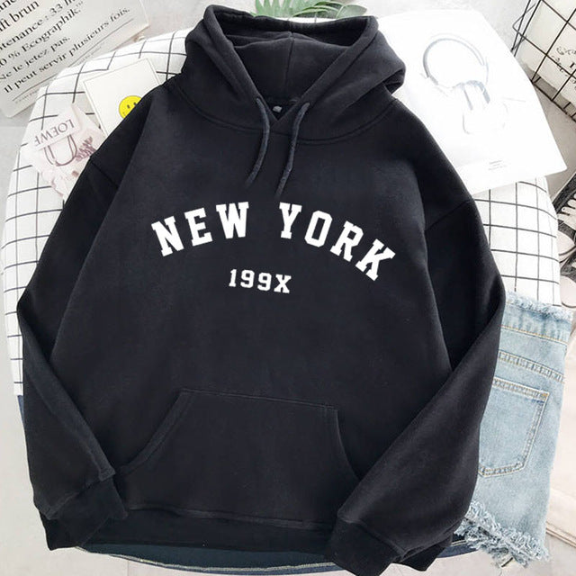 Womens New York Velvet Hoodie