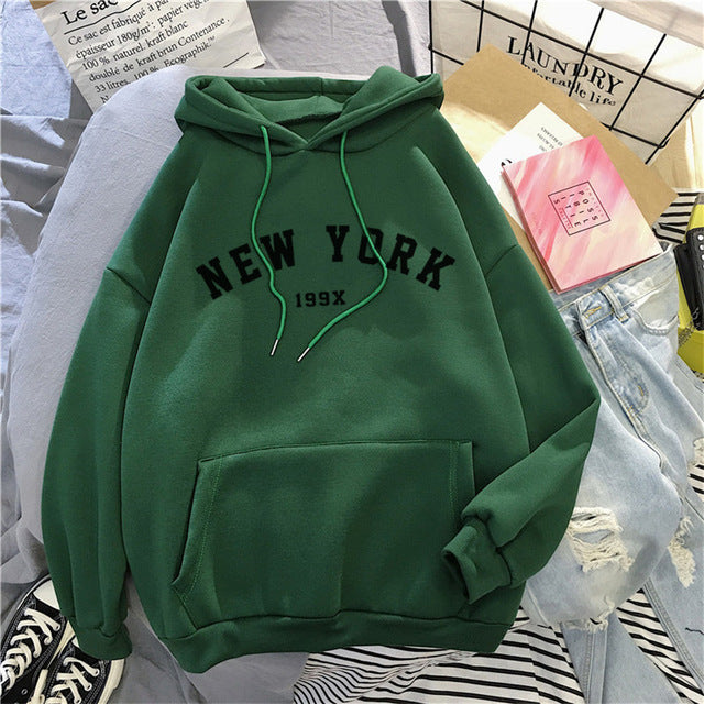 Womens New York Velvet Hoodie