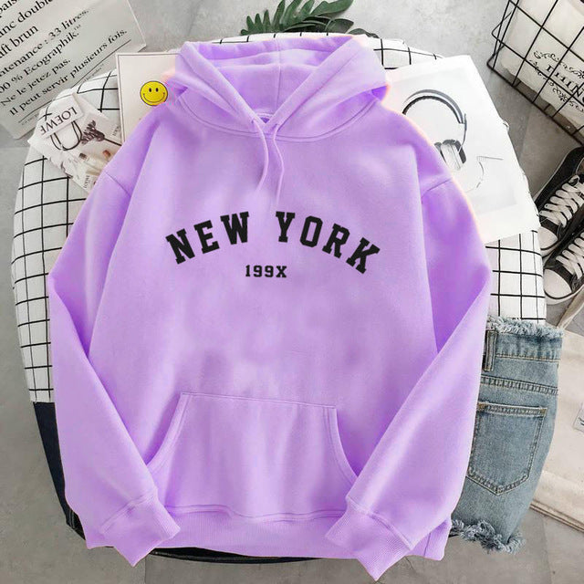 Womens New York Velvet Hoodie