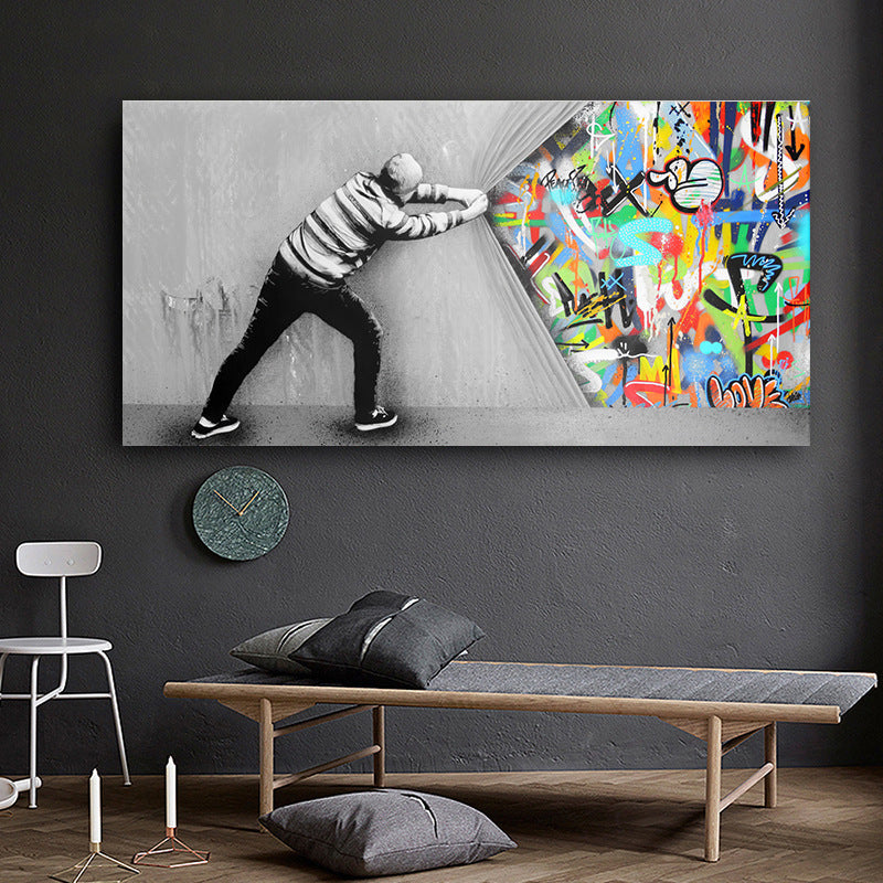 Creative Street Graffiti Canvas Painting