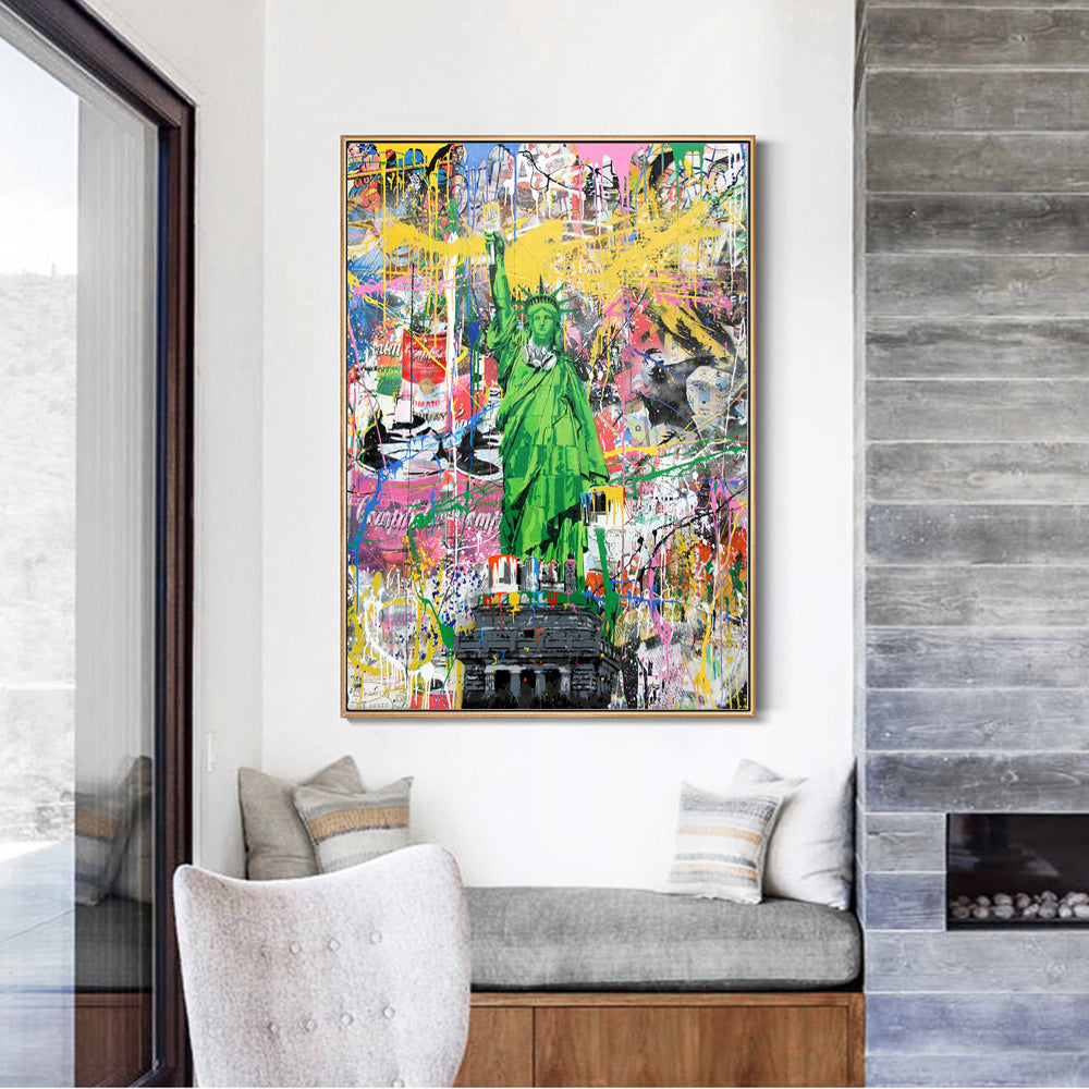 Abstract Graffiti Statue Of Liberty Canvas Painting