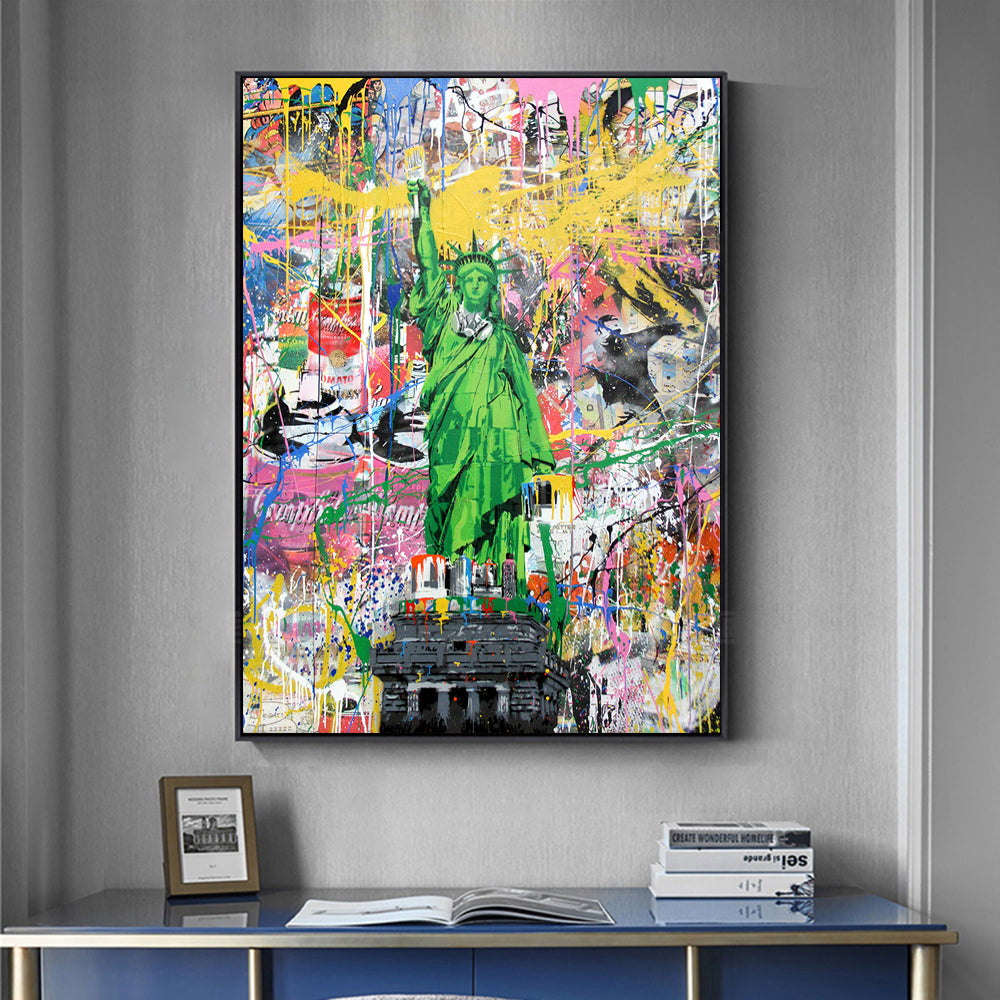 Abstract Graffiti Statue Of Liberty Canvas Painting