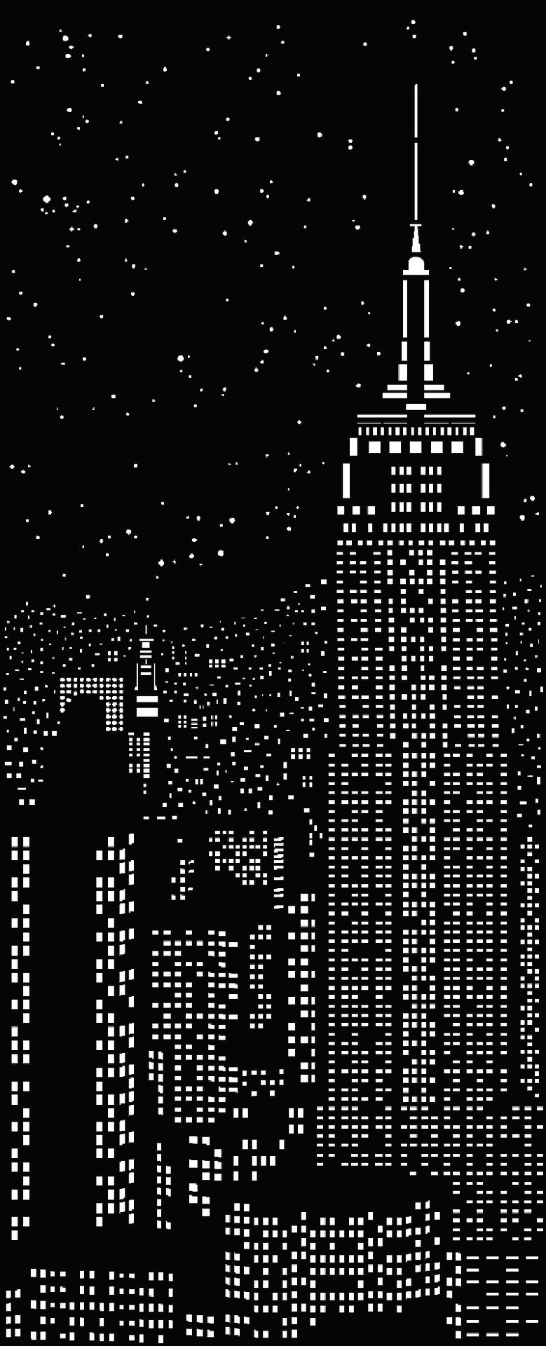 NYC Night View and Starry Sky Hollow Cloth Curtain