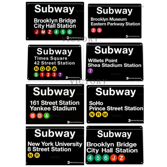 NYC Metal Subway Signs