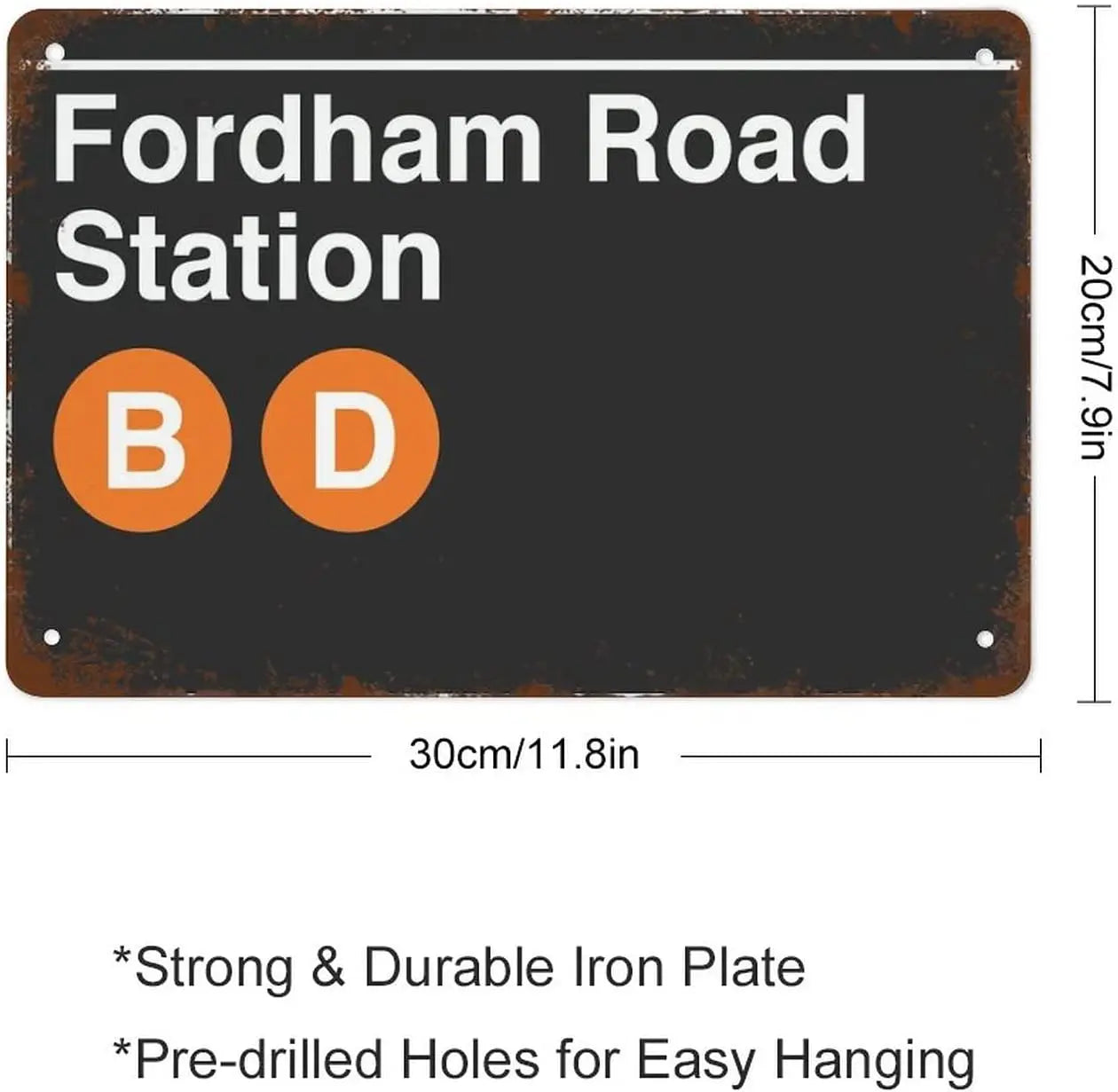 NYC Fordham Rd Metal Subway Station Sign