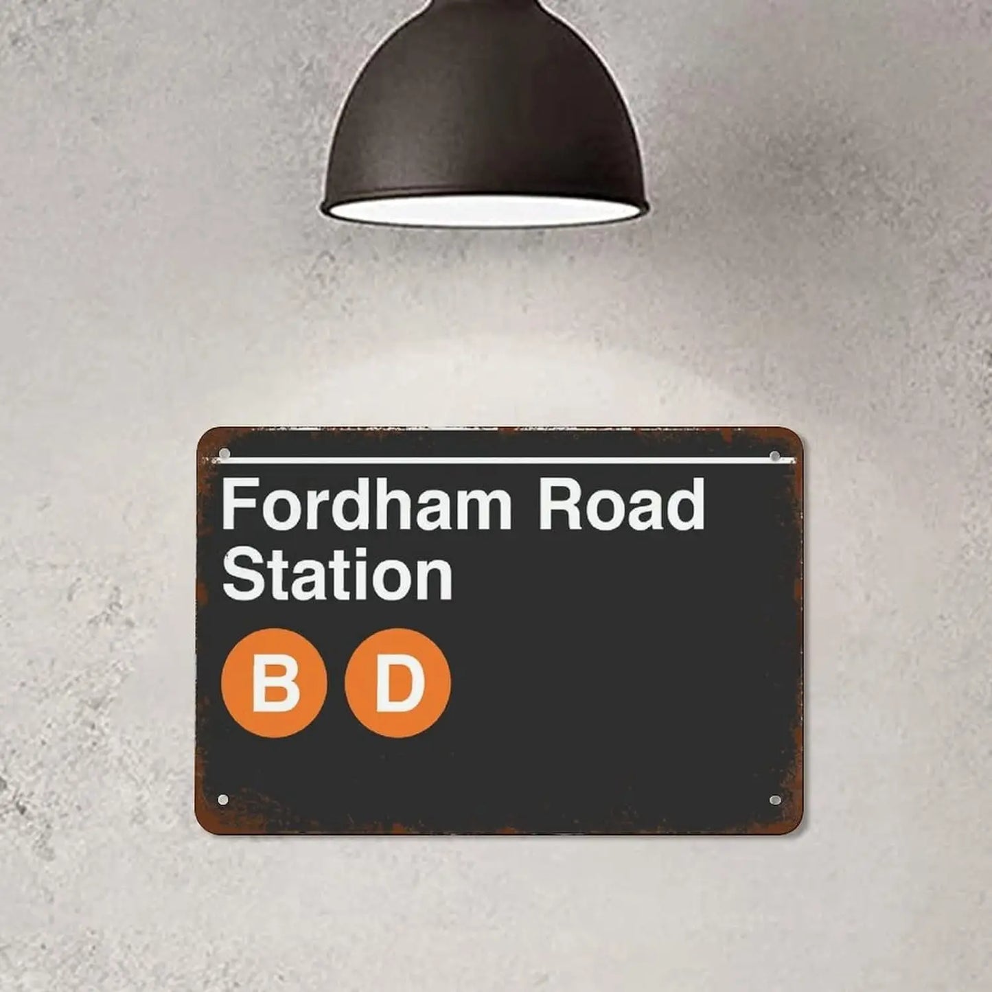 NYC Fordham Rd Metal Subway Station Sign