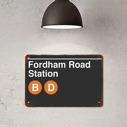 NYC Fordham Rd Metal Subway Station Sign