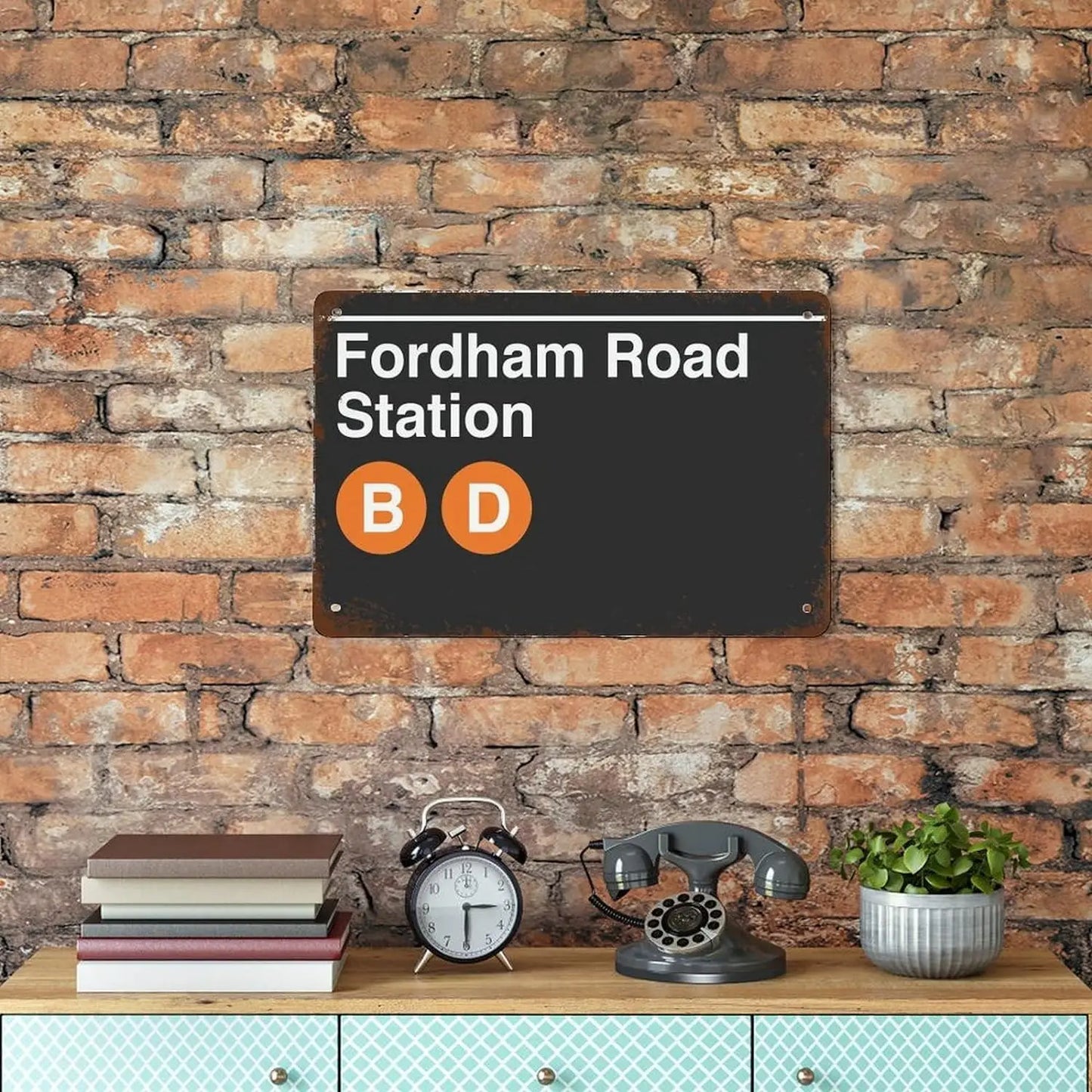 NYC Fordham Rd Metal Subway Station Sign