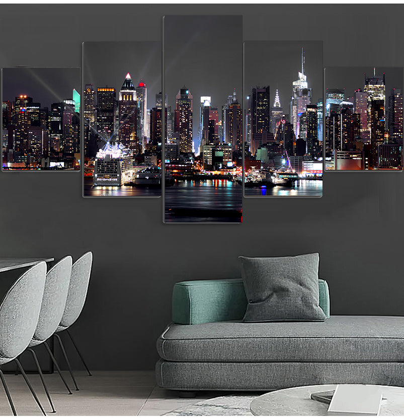 New York City Landscape Night View 5pc set.