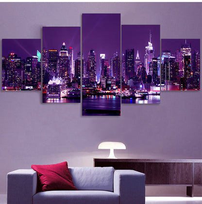 New York City Landscape Night View 5pc set.