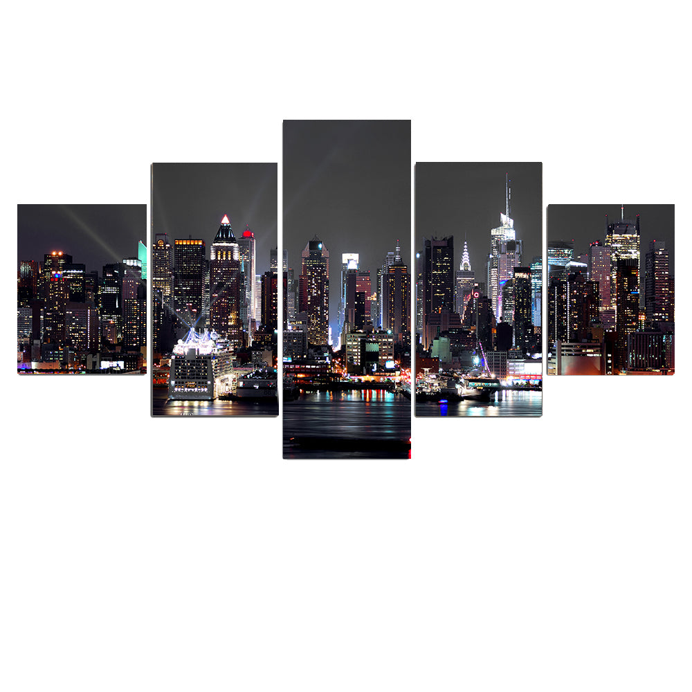 New York City Landscape Night View 5pc set.