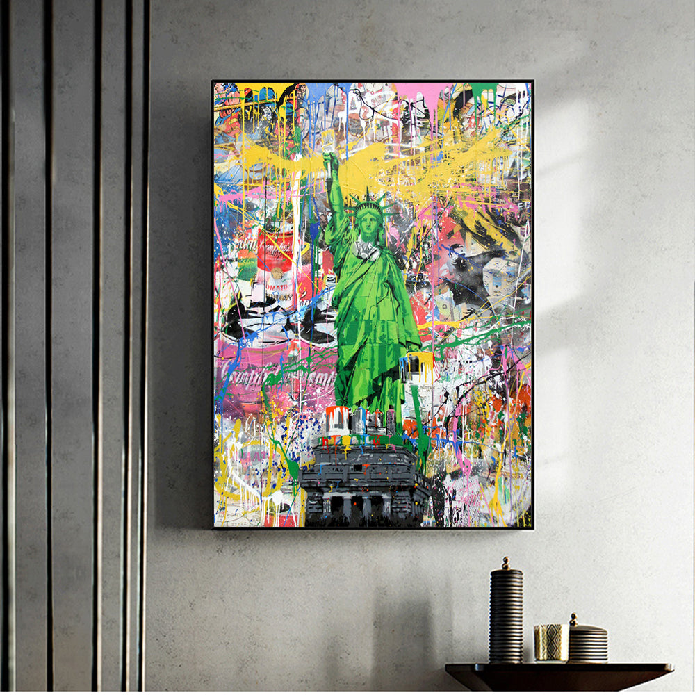 Abstract Graffiti Statue Of Liberty Canvas Painting