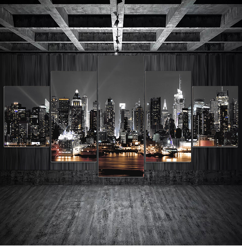 New York City Landscape Night View 5pc set.