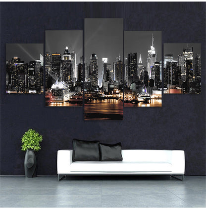 New York City Landscape Night View 5pc set.