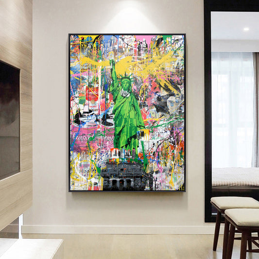 Abstract Graffiti Statue Of Liberty Canvas Painting