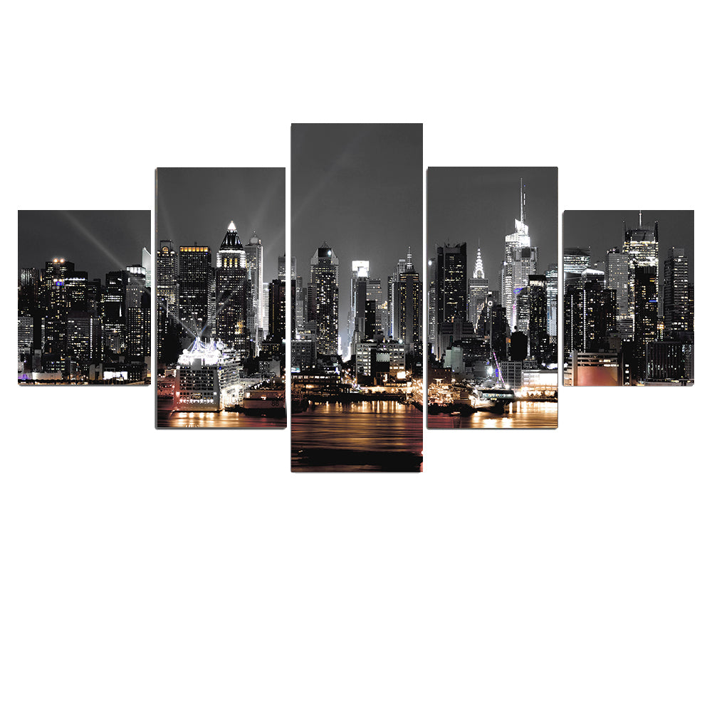 New York City Landscape Night View 5pc set.